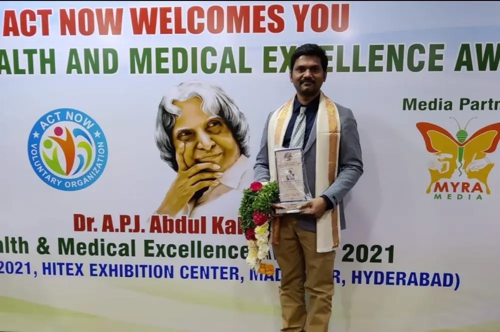 Dr Sudheer Moodadla at the Dr A.P.J. Abdul Kalam Health and Medical Excellence Awards, HITEX Hyderabad, 2021